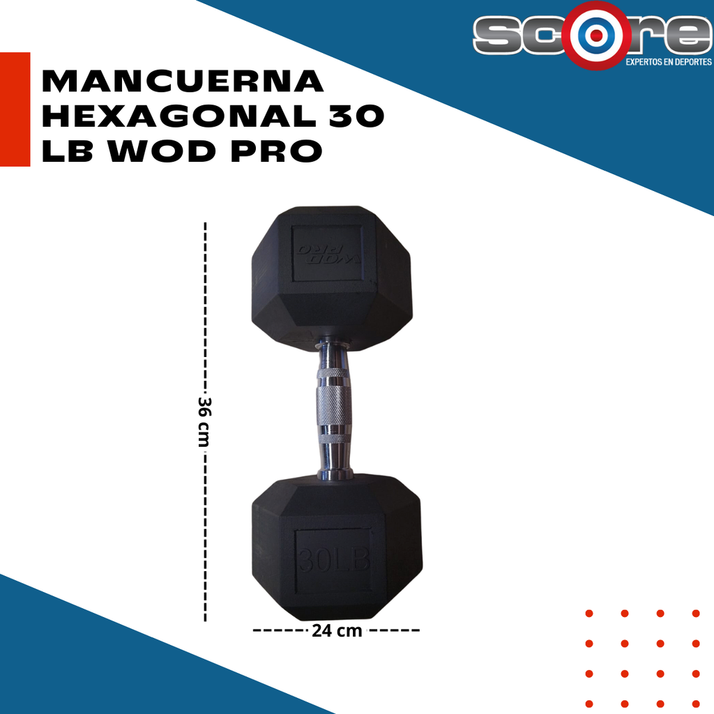 Par de mancuernas hexagonales 30 Lb Wod Pro Score M xico